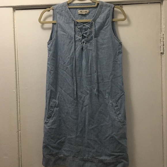 Madewell chambray lace up shift xxs - Picture 3 of 7